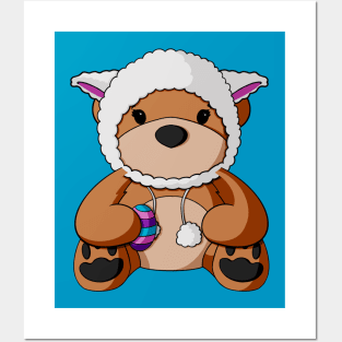 Easter Lamb Hat Teddy Bear Posters and Art